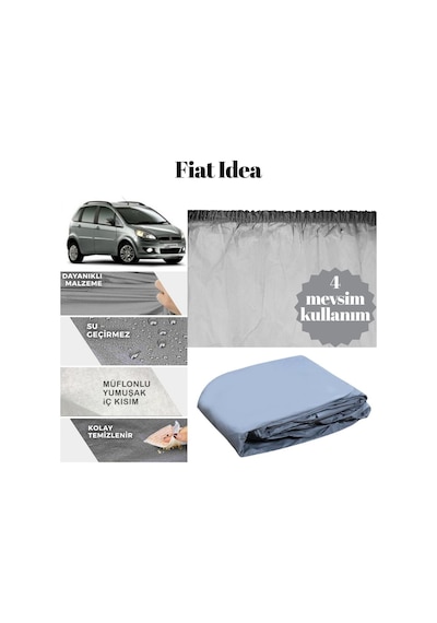 Guard Branda Fiat Idea Uyumlu Araca Özel Pvc Dikişsiz Miflonlu %100 Su Geçirmez 4 Mevsimlik Gri