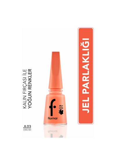 Flormar Jel Görünümlü Parlak Oje (MERCAN KIRMIZI) - Jelly Look Ne. - Jl03 Coral Red - 8690604233618