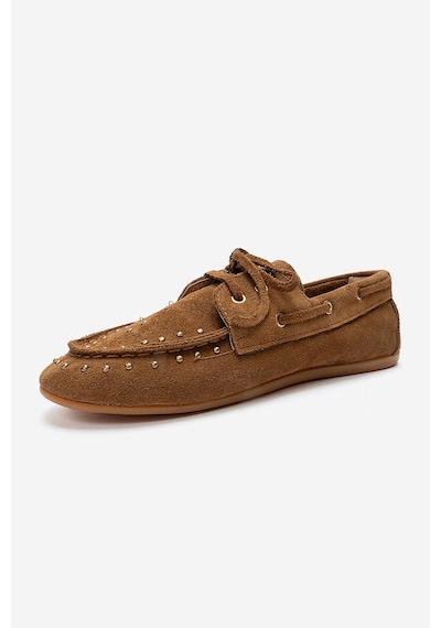 Luvishoes Cuesta Toprak Süet Hakiki Deri Troklu Bağcıklı Kadın Loafer Ayakkabı