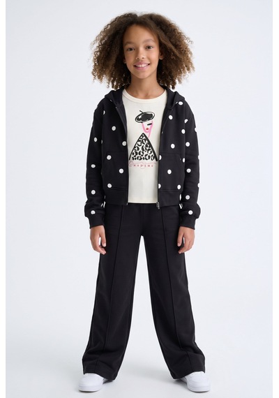 Minipomes 9-14 Yaş Kız Çocuk Baskılı Ribana Sweatshirt Krem