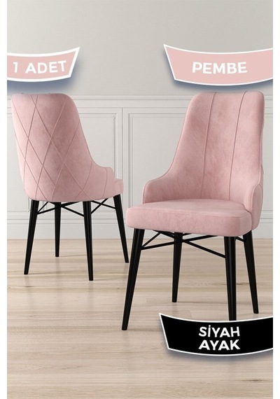Canisa Neta Serisi, 1.sınıf Babyface Kumaş Sandalye, Siyah Gürgen Ayak, 1 Adet Pembe Sandalye Sandalye Pembe Ayaklar Siyah