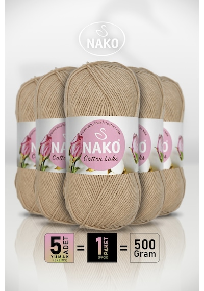 Cotton Lüks - 97582 Deve Tüyü - 5'li Paket - 100gr/330m - Pamuklu Hırka Yelek Amigurumi İpi