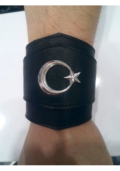 Hakiki Dana Derisi Ay Yıldız Bileklik Beyaz