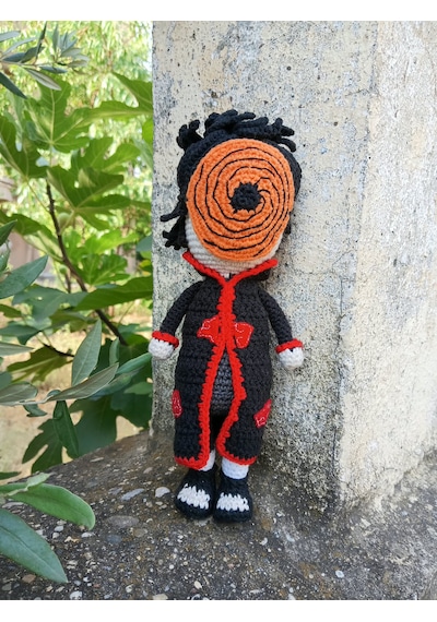 Obito Uzumaki Amigurumi Örgü Oyuncak - Naruto Anime Hediyelik Figür 21 Cm