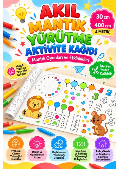 Haydi Dekor Mantık Oyunları Ve Etkinlik Rulosu 4 Metre Dev Eğitici Aktivite Kağıdı Çocuklar Için Dikkat Geliştirme, Labirent, Eşleştirme, Fark Bulma Ve Zeka Oyunları 1 Adet