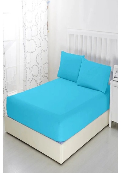 Mycey Çift Kişilik Lastikli Pamuk Penye Çarşaf Takımı 200x200+30 Cm Turkuaz
