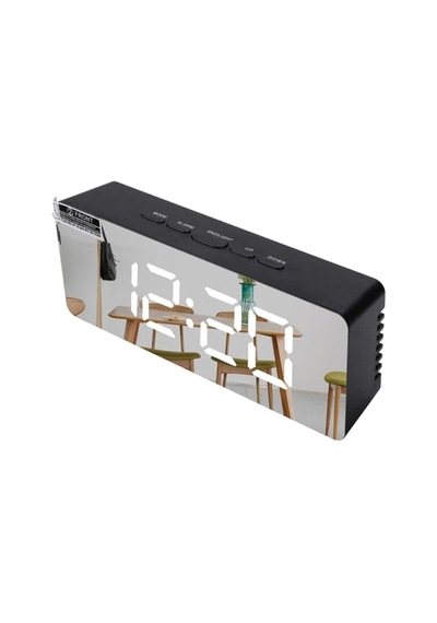 Gplus W561 Çift Alarmlı LCD Dijital Göstergeli Termometreli Aynalı Masa Saati