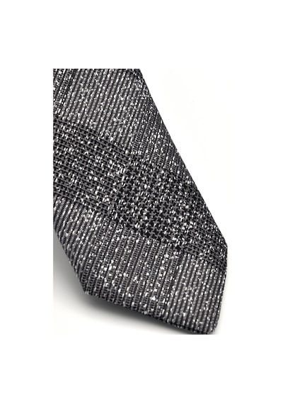 Gaffy Füme Gri Verev Desenli Dokuma Kumaş Mendilli Slim Fit Kravat // SDK-240106 Füme