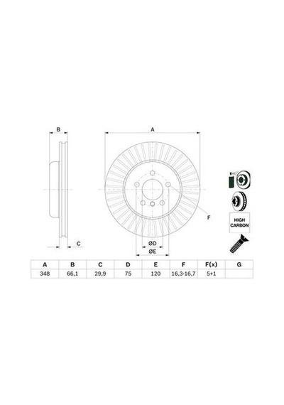 Bmw 5 F10 520d 2.0 2010-2016 Bosch Ön Disk 348mm 2 Adet