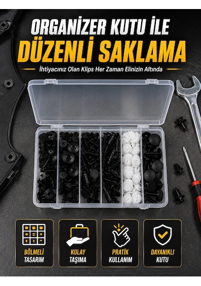 Mey İthalat Profesyonel Oto Klips Tamir Seti 6 Farklı Model Plastik Sabitleme Pimi Organizer Kutulu -