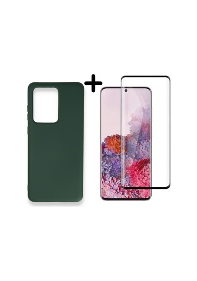 Samsung Galaxy Uyumlu S20 Ultra Lansman Içi Kadife Telefon Kılıfı Ve Tam Kaplar Polymer Nano Ekran Koruyucu Col179201-koyu Yeşil