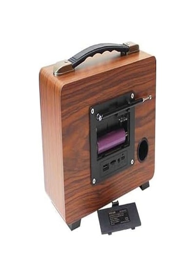 M-2027bt Gerçek Ahşap Eskitme Kaplama Radyo Fm Am Sw Usb Tf Aux Destekli Bluetooth Hoparlör, Kahverengi