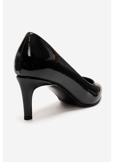Luvishoes Velmıra Siyah Rugan Kadın Topuklu Ayakkabı Rugan Siyah
