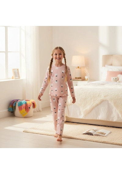 Rolypoly Rp3901c Kız Çocuk Uzun Kol Pijama Takım Somon