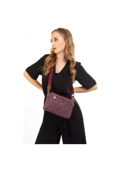 Newish Polo Kadın Desenli Uzun Askılı Omuz Çantası New258 - Bordo