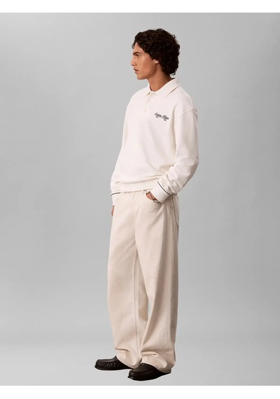 Calvin Klein Ls 350gsm Terry Pıpe, Yas Krem Erkek Polo