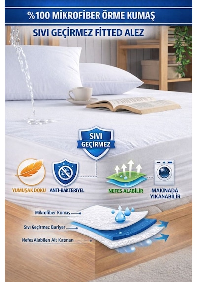 Formeya Mikro Fitted Su Sıvı Geçirmez Yatak Koruyucu Alez