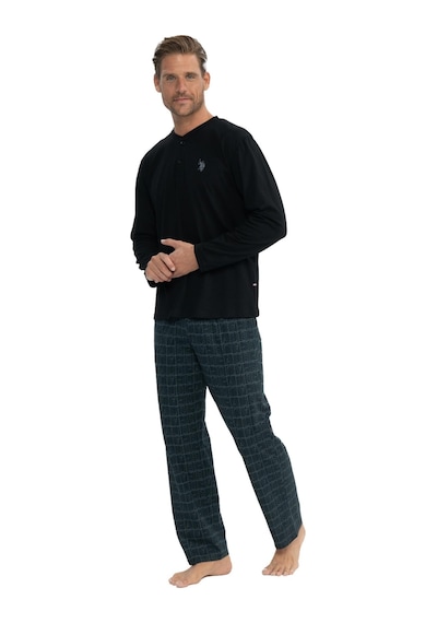 U.s. Polo Assn. 18853 Erkek Siyah Patlı Pijama Takımı 001