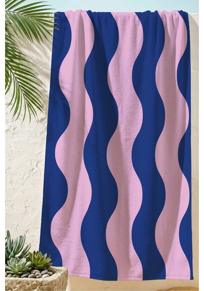 Dalgalı Çizgili Plaj Havlusu-minimalist Pembe Lacivert Havuz Deniz Banyo Hızlı Kuruyan Sahil Örtüsü Keten Gölgesi Dalgalı Çizgili Plaj Havlusu-minimalist Pembe Lacivert Havuz Deniz Banyo Hızlı Kuruyan Sahil Örtüsü Keten Gölgesi