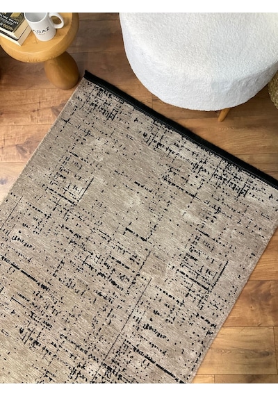 Saraz Halı Şönil Dokuma Kayma Yapmaz Makinede Yıkanabilir Leke Tutmaz Kesme Bohem Kilim Vizon 2 Vizon