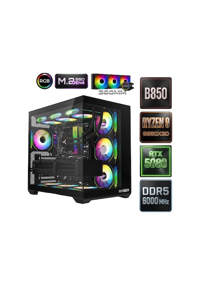 Xaser Diamond X11 R9-9950X3D 64 GB 2 TB M.2 NVME SSD 16 GB RTX5080 Free Dos Masaüstü Oyuncu Bilgisayarı