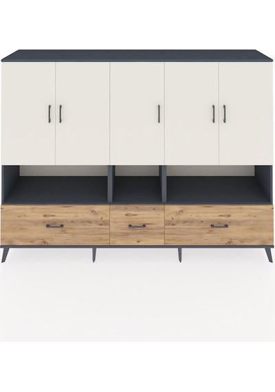 Hyperion Dolap 12 Raflı 3 Çekmeceli 5 Kapaklı 220x44x163 Antrasit Antrasit-aytaşı/çam Hyperion Dolap 12 Raflı 3 Çekmeceli 5 Kapaklı 220x44x163 Antrasit Antrasit-aytaşı/çam