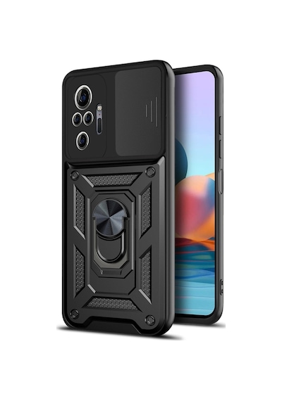 Nihcase Xiaomi Redmi Note 10 Pro Kılıf Magnetik Standlı Kamera Korumalı Slide Sürgülü Cover Kapak