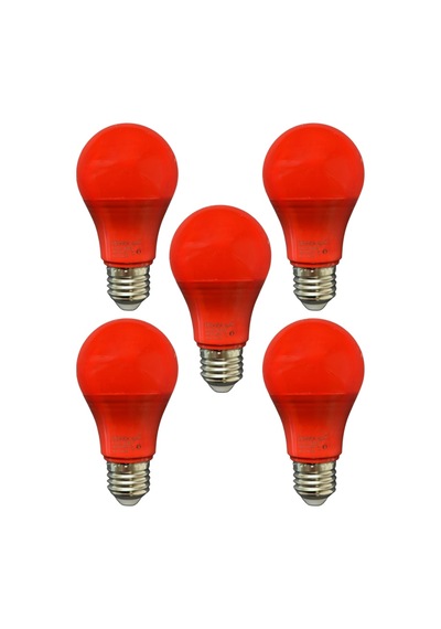 5 Adet Osaka 10w Kırmızı Işık E27 Duylu Kalın Duy Led Ampul