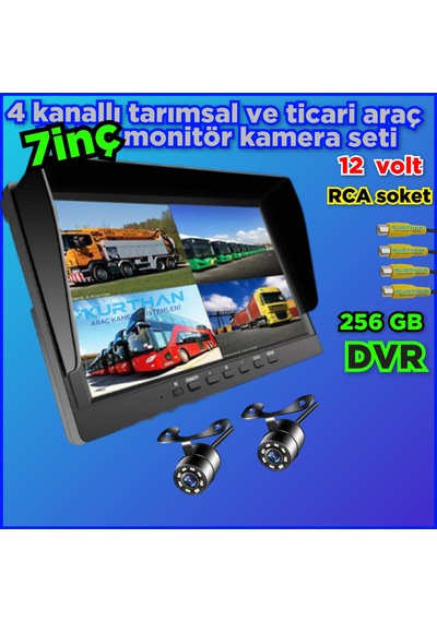 2 Adet Beyaz Ledli Kelebek Kamera Ve 7 İnç Dvr Monitör Seti