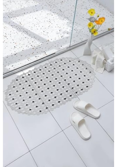Eko Serisi Banyo - Küvet İçi Kaydırmaz Vantuzlu Oluklu Oval Paspas 63 X 34 Cm, Siyah Diğer
