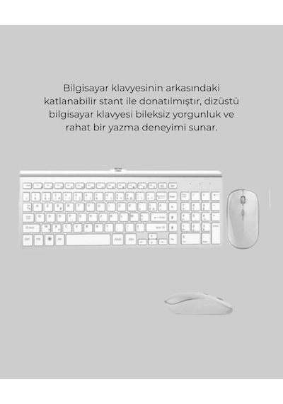 Usb Alıcılı Kablosuz Klavye Mouse - Geniş Uyumluluk, Sessiz Tuşlar