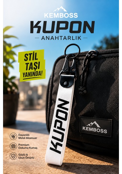 Beyaz Kupon Yazılı Kumaş Anahtarlık Araç Motosiklet Ev Ofis Anahtarlığı