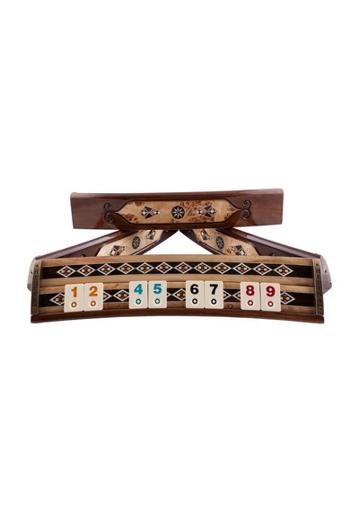 Burl - Ahşap Mozaik Işlemeli Oval Okey Tk