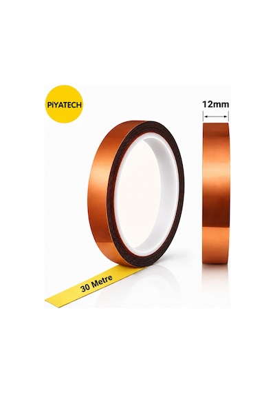 Kapton Yanmaz Bant Yüksek Isıya Dayanıklı Isı Bandı 12 Mm X 30 Metre