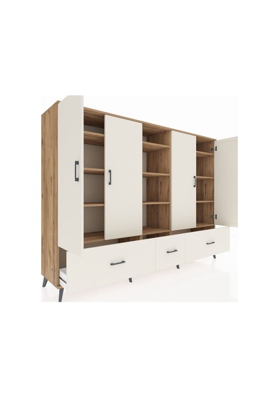 Hyperion Dolap 12 Raflı 3 Çekmeceli 4 Kapaklı 220x44x163 Çam-ayta Çam-aytaşı