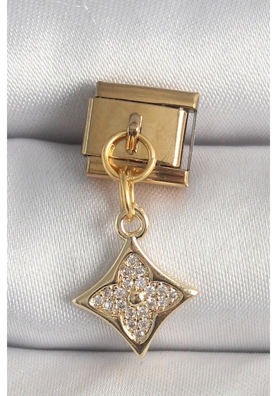 316l Çelik Gold Renk Sallantı Zirkon Taşlı Çiçek İşlemeli Nomination Charm Diğer