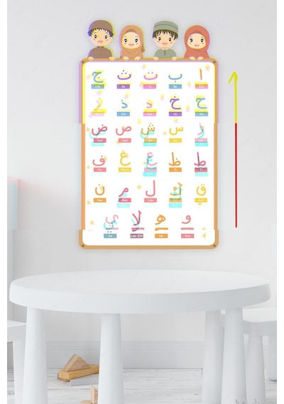 Elif Ba Çocuk Figürlü Duvar Sticker Alfabe Sticker 28x45 Cm Çocuk Odası Duvar Sticker