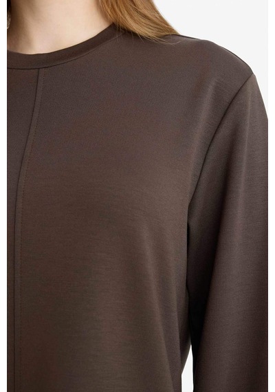 Defacto Regular Fit Bisiklet Yaka Uzun Kollu Tunik F5117ax26spkh227 Haki-kh227