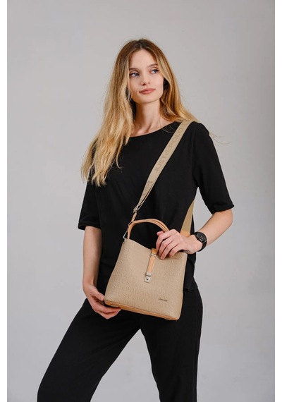 Just Polo Kadın Orijinal Just Polo 3 Bölmeli Ayarlanabilir Askılı Şık El & Omuz Çantası Shoulder Bag Vizon
