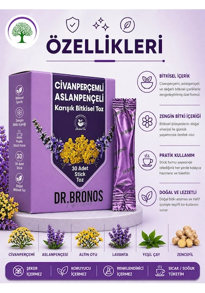 Çareburada Dr. Bronos Civan Perçemli, Aslan Pençeli Karışık Bitkisel Toz 30 Stick