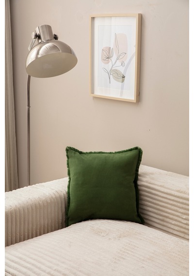 Swita Home Saçaklı Tek Renk 43x43 Kırlent Kılıfı Yeşil