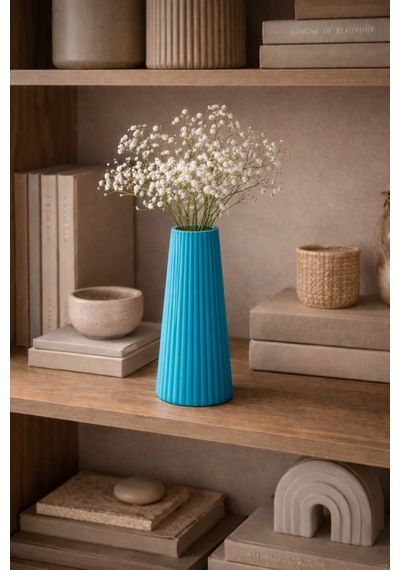 Modern Beyaz Vazo Güne Sade Bir Başlangıç 17.8 7.7 Cm Turkuaz