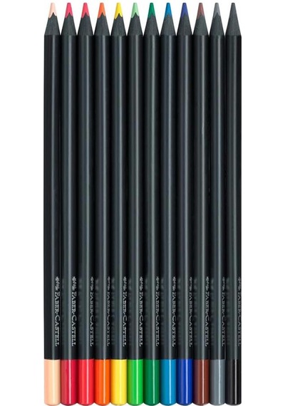 12 Renk Kuru Boya Black Edition 1 Paket 12 Li Kuruboya Tam Boy Karton Kutu