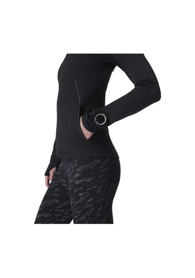 Sweaty Betty Sweaty Betty Therma Boost Running Half Zip Kadın Siyah Sweatshirt 6000 Siyah