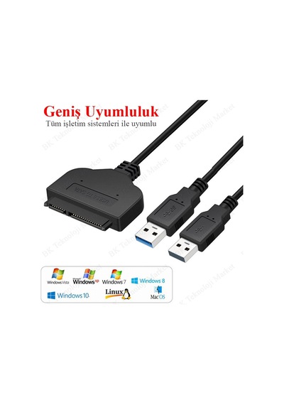 Usb 3.0 To 2.5 Inç Sata Hdd Ssd Çevirici Veri Kurtarma Kablosu