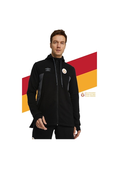 Galatasaray Orijinal Lisanslı Kapüşonlu Siyah Fermuarlı Hoodie Hediyelik Ahşap Kutulu Siyah
