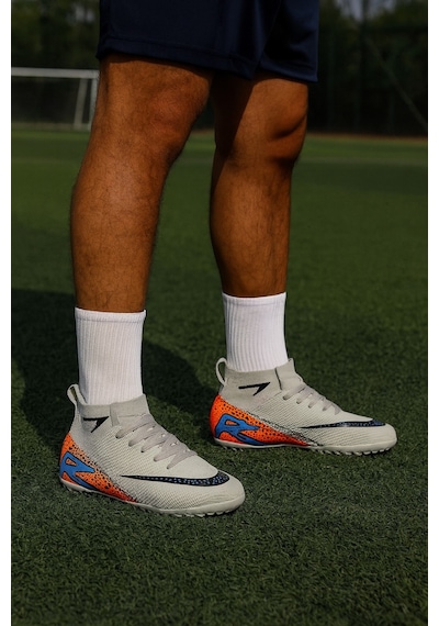 Çoraplı Superfly Halı Saha Futbol Ayakkabısı Gri