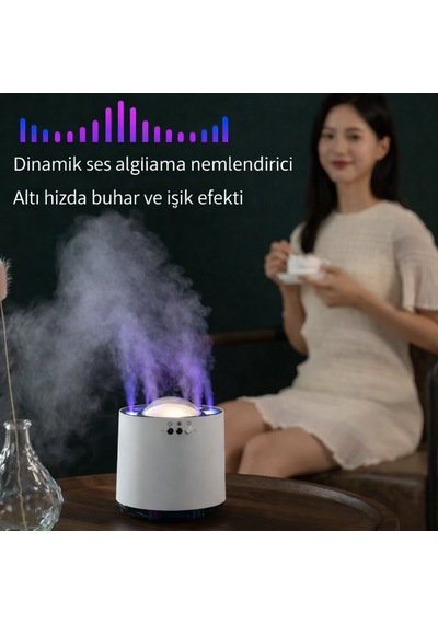 Dinamik Ses Algılamalı Led Işıklı Ultrasonik Nemlendirici 800 Ml
