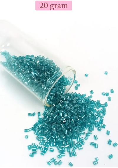 Tedar Kesme Cam Boncuk 2mm - 20 Gram - Şeffaf Turkuaz -bnc316 Najmaddin (No:1) 8.5Cm X 10.5 Cm