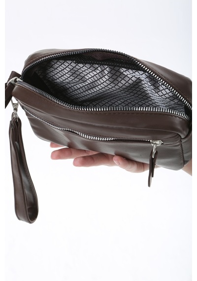 Baghashtag Koyu Kahve Minik Unisex 3 Gözlü Deri Çanta Çok Renkli